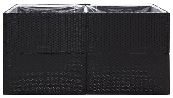 Fekete polyrattan kerti ültetőláda 157x80x80 cm
