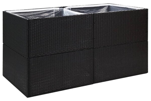 Fekete polyrattan kerti ültetőláda 157x80x80 cm