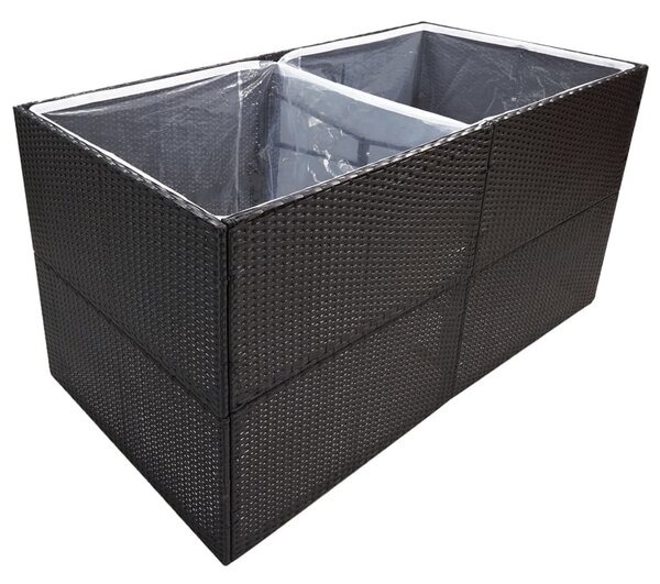 Fekete polyrattan kerti ültetőláda 157x80x80 cm