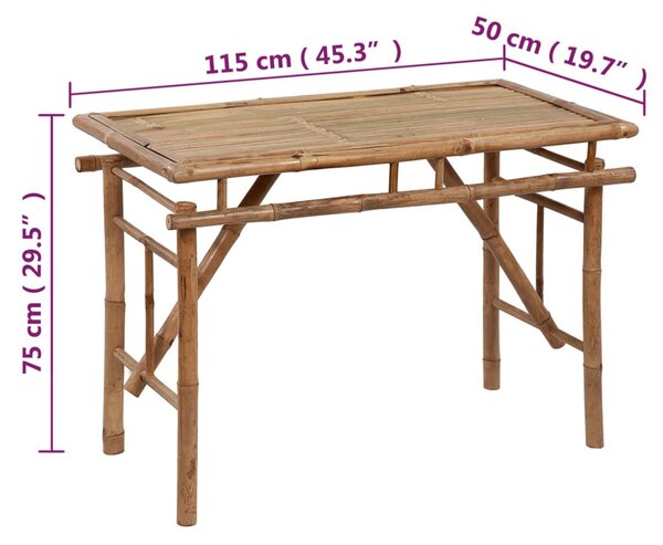 Összecsukható bambusz kerti asztal 115x50x75 cm