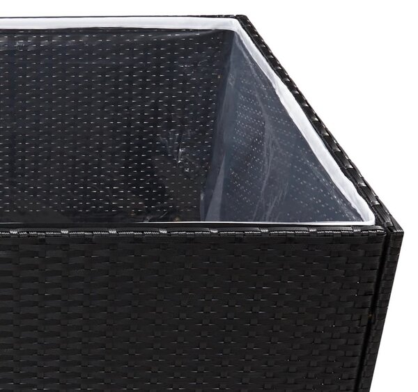Fekete polyrattan kerti ültetőláda 157x80x80 cm