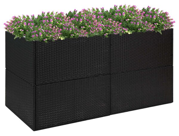 Fekete polyrattan kerti ültetőláda 157x80x80 cm