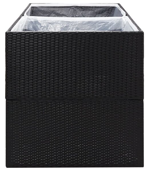 Fekete polyrattan kerti ültetőláda 157x80x80 cm