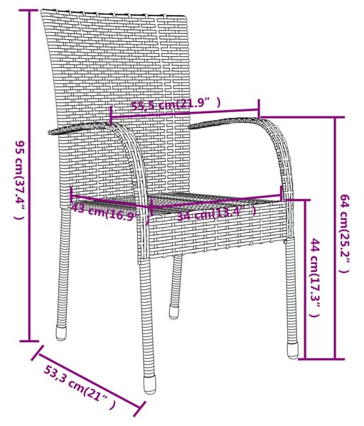 VidaXL 3 részes barna polyrattan kerti étkezőgarnitúra