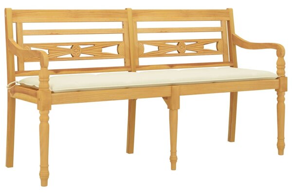 Tömör tíkfa Batavia pad krémszínű párnával 150 cm