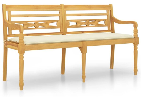 Tömör tíkfa Batavia pad krémszínű párnával 150 cm