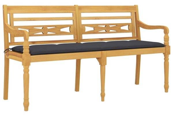 Tömör tíkfa Batavia pad antracitszürke párnával 150 cm