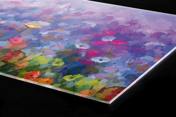 Plexi a konyhapult mögött színes virágfestmény - 240 x 60 cm