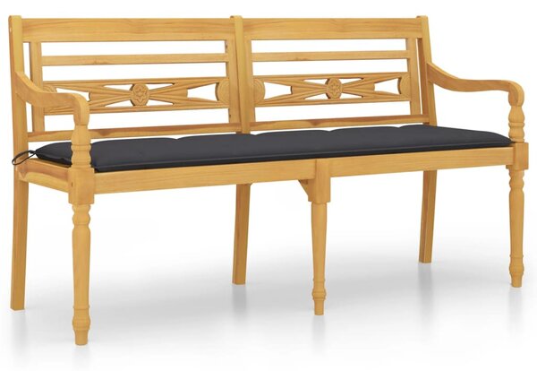Tömör tíkfa Batavia pad antracitszürke párnával 150 cm