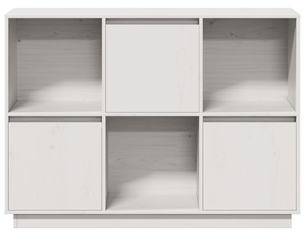 Fehér tömör fenyőfa tálalószekrény 110,5x35x80 cm