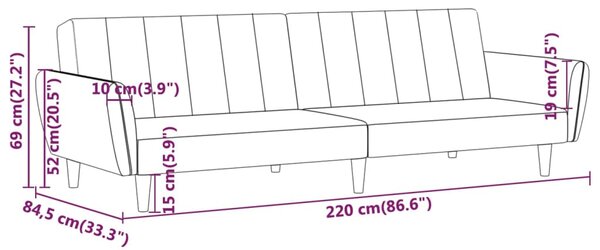 Kétszemélyes sötétszürke bársony kanapéágy (337537)