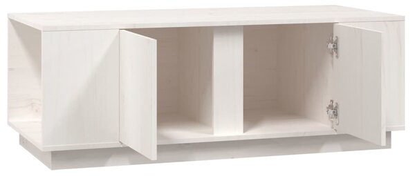 Fehér tömör fenyőfa dohányzóasztal 110x50x40 cm