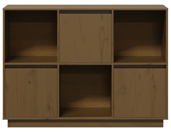 Mézbarna tömör fenyőfa tálalószekrény 110,5x35x80 cm