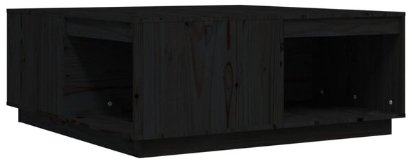 Fekete tömör fenyőfa dohányzóasztal 100 x 101 x 40,5 cm