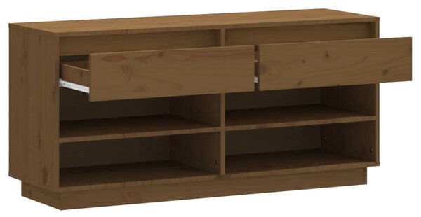 Mézbarna tömör fenyőfa cipőszekrény 110 x 34 x 52 cm