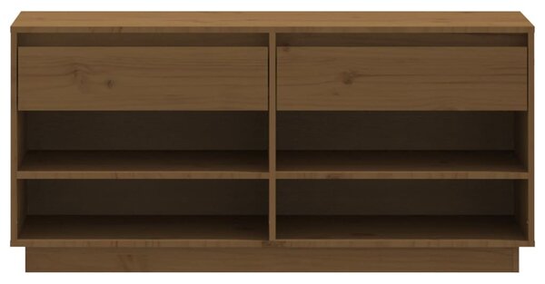 Mézbarna tömör fenyőfa cipőszekrény 110 x 34 x 52 cm