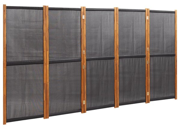 Fekete 5 paneles térelválasztó 350x180 cm