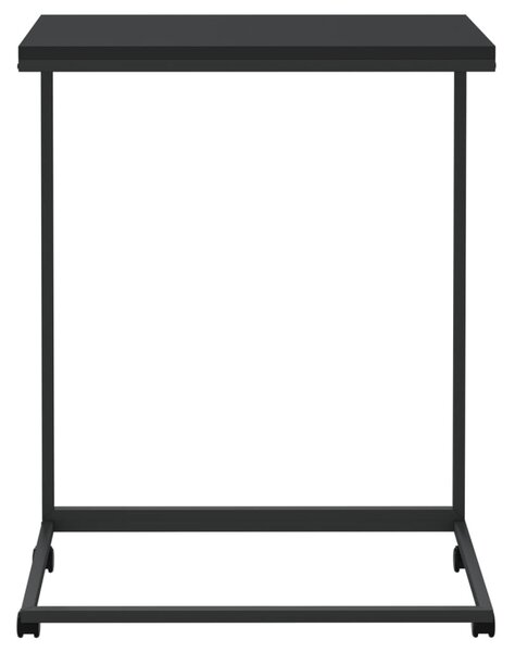 Fekete szerelt fa kisasztal kerekekkel 55x35x70 cm