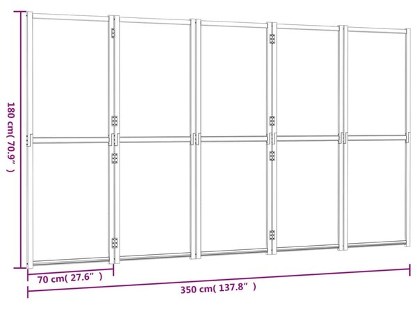 Fekete 5 paneles térelválasztó 350x180 cm