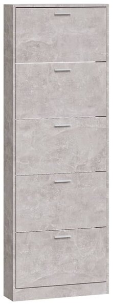 Betonszürke szerelt fa cipőszekrény 59 x 17 x 169 cm