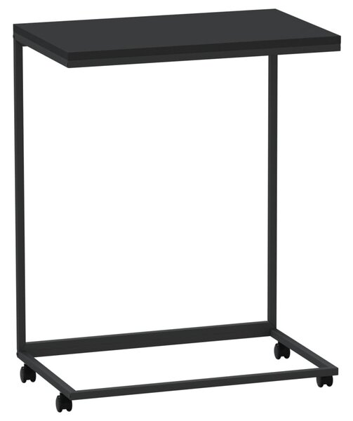 Fekete szerelt fa kisasztal kerekekkel 55x35x70 cm