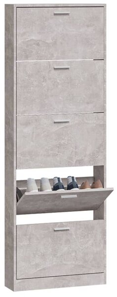 Betonszürke szerelt fa cipőszekrény 59 x 17 x 169 cm