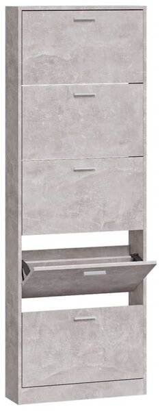 Betonszürke szerelt fa cipőszekrény 59 x 17 x 169 cm