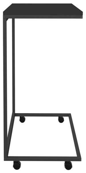 Fekete szerelt fa kisasztal kerekekkel 55x35x70 cm