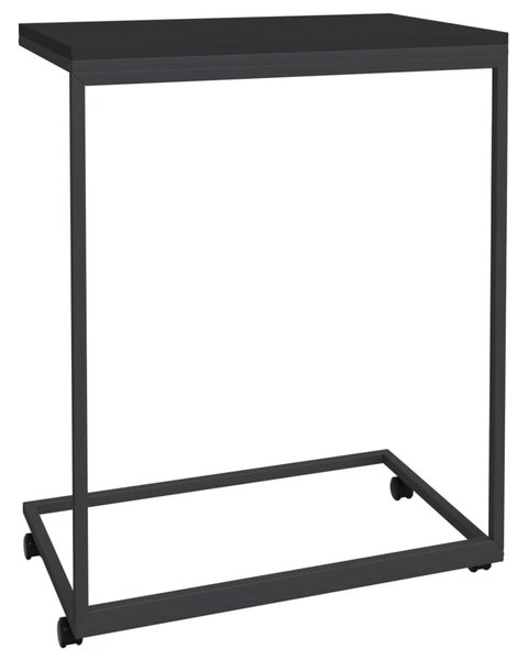 Fekete szerelt fa kisasztal kerekekkel 55x35x70 cm