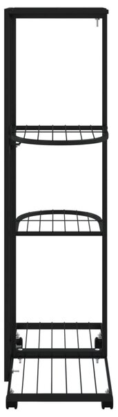 4 szintes fekete vas virágtartó állvány kerekekkel 44x23x80 cm