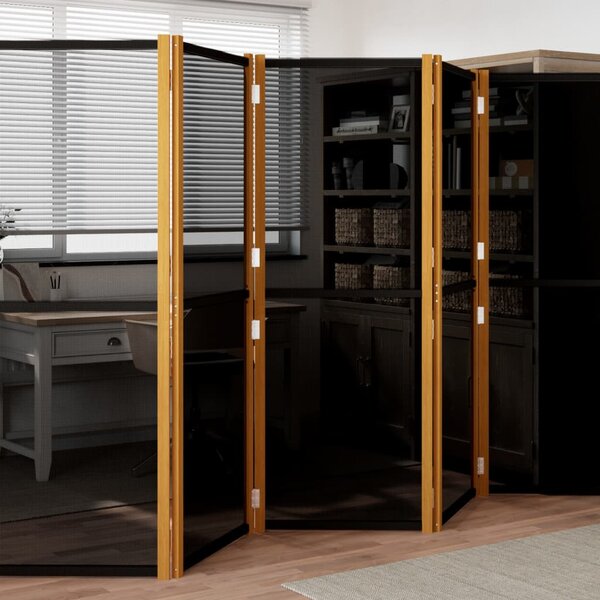 Fekete 5 paneles térelválasztó 350x180 cm