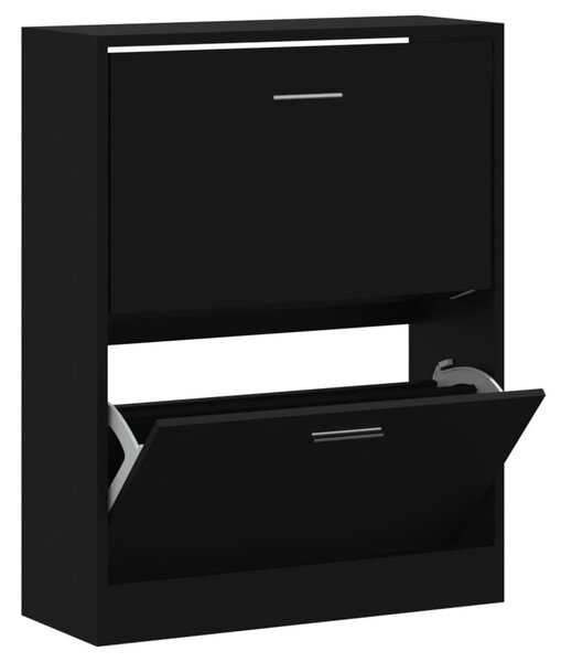 Fekete szerelt fa cipősszekrény 63x24x81 cm
