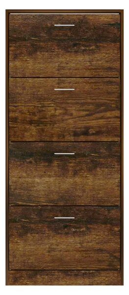 Füstös tölgy színű szerelt fa cipősszekrény 63x24x147 cm