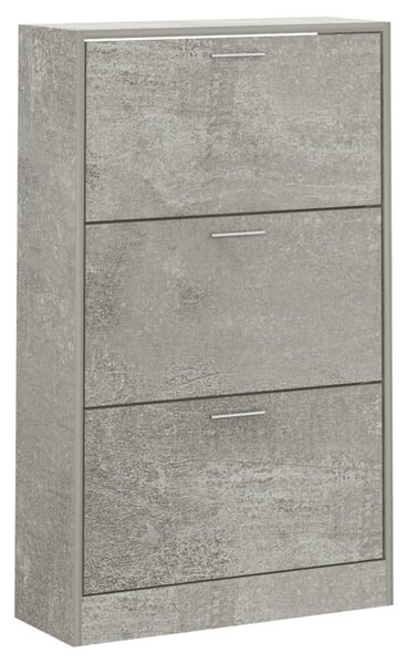 Betonszürke szerelt fa cipőszekrény 63x24x103 cm
