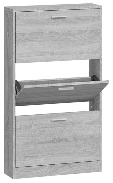 Szürke sonoma színű szerelt fa cipősszekrény 59x17x108 cm
