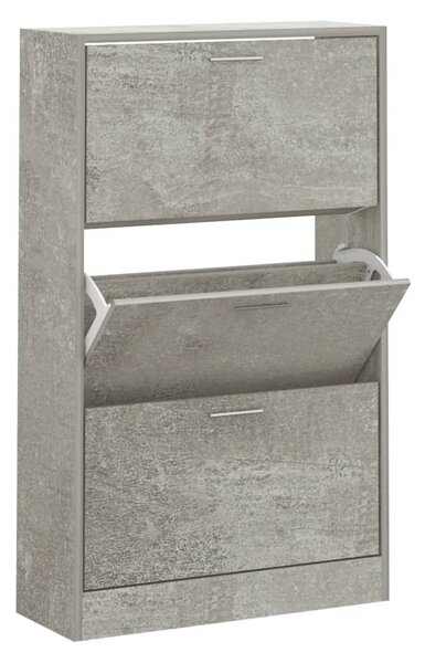 Betonszürke szerelt fa cipőszekrény 63x24x103 cm