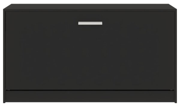 Fekete cipőpad 80 x 24 x 45 cm rétegelt fából