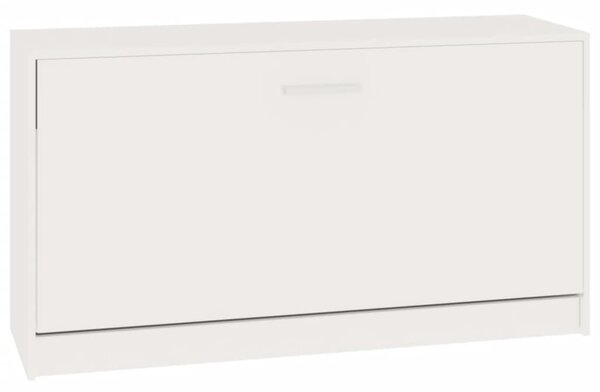 Magasfényű fehér cipőpad 80 x 24 x 45 cm rétegelt fa