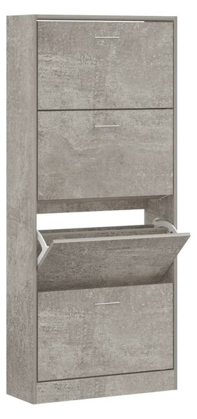 Betonszürke szerelt fa cipőszekrény 63x24x147 cm