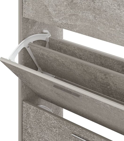 Betonszürke szerelt fa cipőszekrény 63x24x147 cm