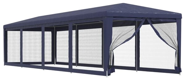 Kék HDPE rendezvénysátor 10 hálós oldalfallal 3 x 12 m