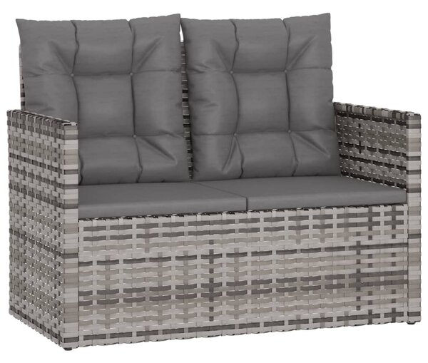 Szürke polyrattan kerti pad párnákkal 105 cm