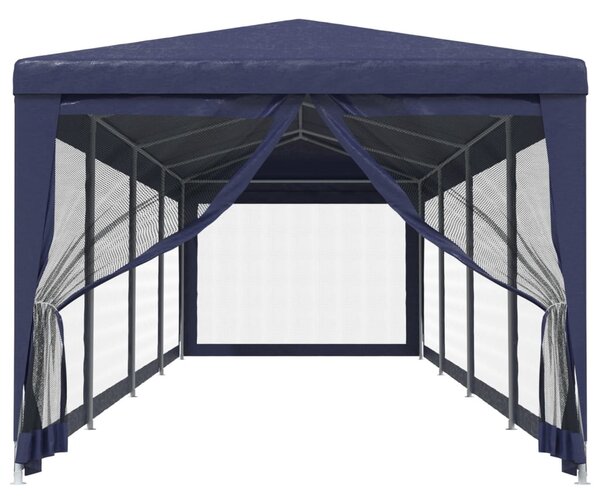 Kék HDPE rendezvénysátor 10 hálós oldalfallal 3 x 12 m