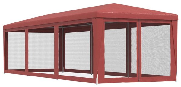 Piros HDPE rendezvénysátor 8 hálós oldalfallal 3x9 m
