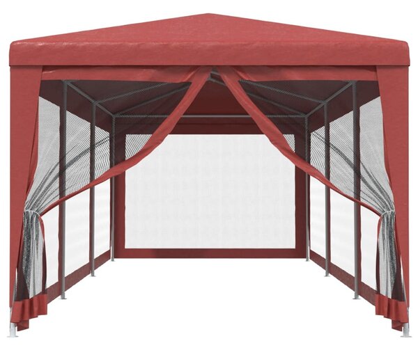 Piros HDPE rendezvénysátor 8 hálós oldalfallal 3x9 m
