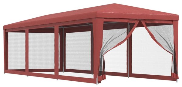 Piros HDPE rendezvénysátor 8 hálós oldalfallal 3x9 m