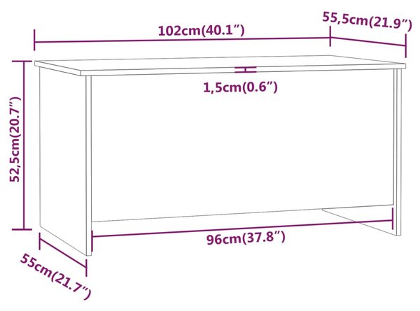 Szürke sonoma színű szerelt fa dohányzóasztal 102x55,5x52,5 cm