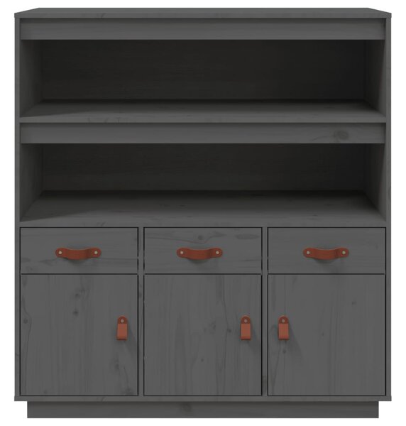 Szürke tömör fenyőfa magasszekrény 100 x 40 x 108,5 cm