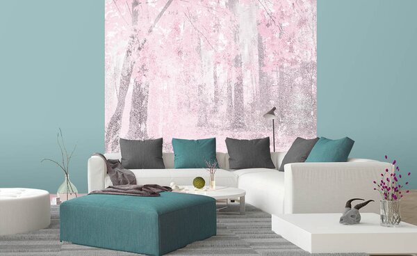 Nem szőtt fotótapéta absztrakt rózsaszín erdő 225 x 250 cm