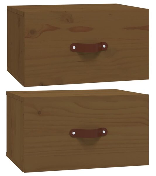 2 db mézbarna falra szerelhető éjjeliszekrény 40 x 29,5 x 22 cm